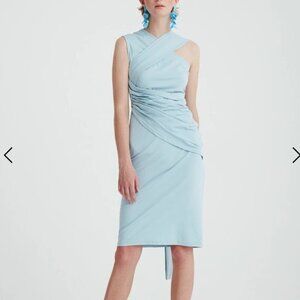 PAISIE shoulder draped sheath dress , Light blue, Size 10